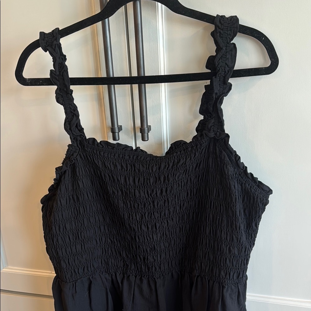 Black Smocked Ruffled Top - Picture 3 of 5